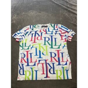 Lauren Ralph Lauren Knit Top Colorful RL Logo Short‎ Sleeve Womens